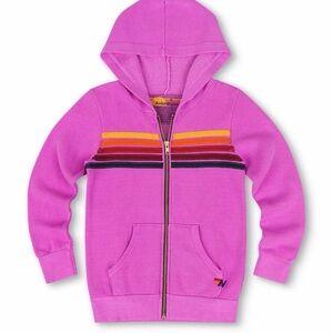 AVIATOR NATION KIDS 5 STRIPE HOODIE - NEON PURPLE
12